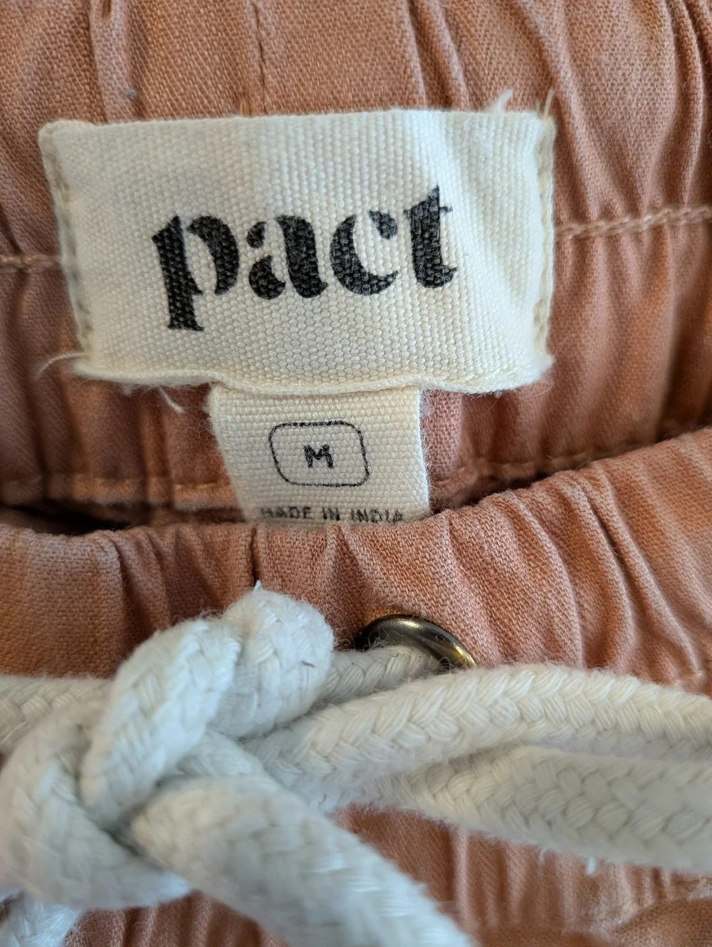 Pact Woven Twill Drawstring Shorts Organic Cotton Pink Clay Pull On Size M - Picture 6 of 12